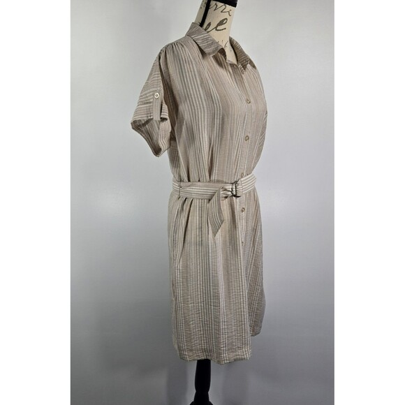 Fred & David Women's Size Medium Striped Tie Waist Button Up Shirt Dress NWT - Picture 7 of 10